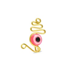 Pink Eyes No Hole Nose Clip Human Body Piercing Jewelry (Pole Thickness: 0.8mm/Material: Copper + Resin) Pink