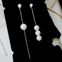 S925 Needle White Pearl Dangling Earring 11-7.5*1.4cm Gold