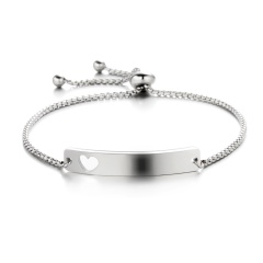 Love Steel Color Can Be Customized Engraving Hollow Mirror Drawable Adjustable Stainless Steel Bracelet Anklet Two Wear (Circumference: 16-22cm Drawable Adjustable / Material: Stainless Steel) Love
