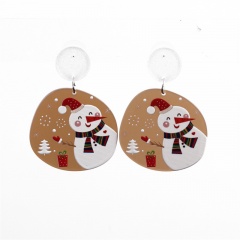 Christmas Tree Acrylic Five-Pointed Star Stud Earrings (Material: Acrylic / Size: About 5*3cm) Snowman Gift Box