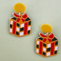 Christmas Gift Box Acrylic Stud Earrings (Material: Acrylic/Size: Approximately 4*2cm) Christmas Gift Box