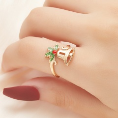 Christmas Bell Leaf Opening Adjustable Ring (Size: Opening Adjustable / Material: Alloy + Painting Oil) Bells