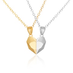 Gold+Silver Wishing Stone Couple Splicing Magnetic Magnet Love Necklace (Size: 62+5cm/Material: Alloy/Style: A Set Of Gold And Silver Pendant Chains) Gold Silver