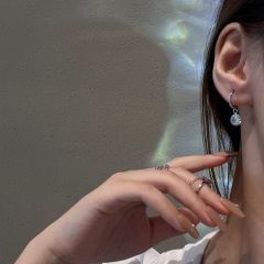 Small Circle Round Geometric Zircon Ear Hoop Earrings (Size: 1.9cm/Material: Copper + Zircon + Silver Needle) Round Shape 2