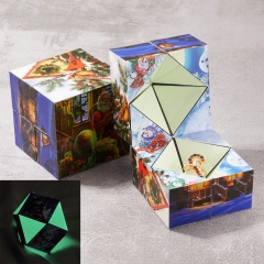 Luminous Cube Christmas Ring Box (Size: 7.5*5.7cm/Material: Paper+Plastic) Cyan-Blue