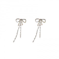 S925 Needle Copper Inlaid CZ Earring Silver