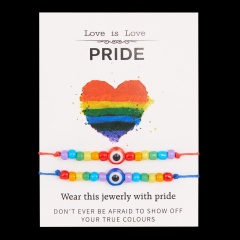 Rainbow Color Braided Adjustable Paper Card Bracelet Couple Set Bilateral eyes 1