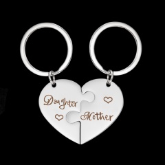 2-pack Mother's Day Daughter Mom Love/Couple Stitching Stainless Steel Keychain Daughter/Mother