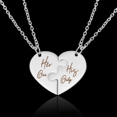2 Pieces Of Mother's Day Mother/Couple Love Stitching Stainless Steel Necklace Her one/His only