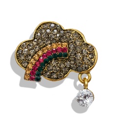 Simple And Beautiful Golden Oil Color Brooch Rainbow clouds