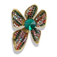 Retro Alloy Brooch With Rhinestone Flowers Flowers 1