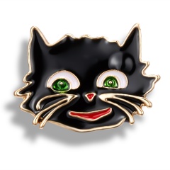 Painted Oil Alloy Cute Animal Brooch Black Cat