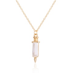 High-quality White Pendant Necklace (Chain length: 46+6cm) Syringe