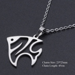 Steel Color Stainless Steel Pendant Necklace Goldfish
