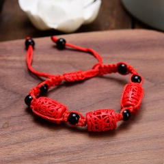 Chinese Red Lucky Bead Bracelet Adjustable Red Beads