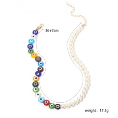 Colorful Eye Ball Stitching Clavicle Chain Necklace (Material: Resin/Size: 36+7cm) Eye