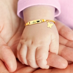 Stainless Steel Children's Custom Bracelet Butterfly(gold)