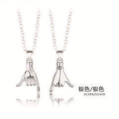 Fashion Hand Sweethearts Necklace 2PCS/Set Silver