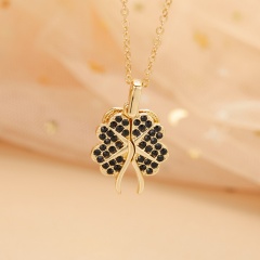 Flowerable Pendant Love Wing Clavicle Chain Necklace/ (Material: Copper/ Size: Opening) Gold