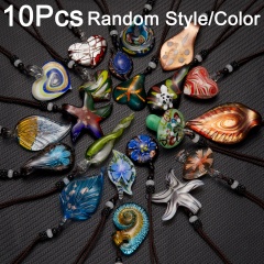 10PCS/Set Mixed Color Mixed Style Lampwork Glass Necklaces Set 10PCS