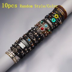 10PCS Random Color Style Rhinestone Leather Bracelet B(10PCS)