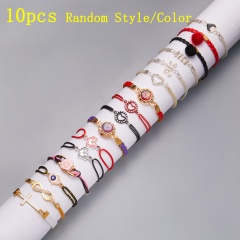 10PCS Random Color Style Rhinestone Leather Bracelet A(10PCS)