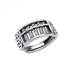 Silver Genderless Opening Adjustable Lucky  Ring silver
