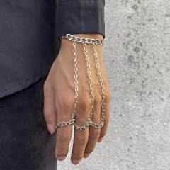 Personalized Fashion Trend Jewelry Mens Bracelets  3 Ring Chain Bracelet Silver