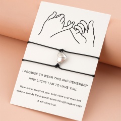 Heart-Shaped Magnetic Buckle Card Paper Card Couple Bracelet Black