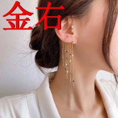 1PC Gold Tassel Without Pierced Ears Wrap Earrings Gold(right)
