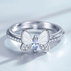 1 Set Of Three-dimensional Butterfly Mother-of-pearl Micro-set Zircon Combination Open Ring Butterfly