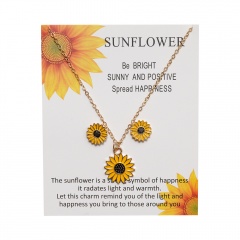 Sunflower Gold Necklace Earring Set 45+5CM Card