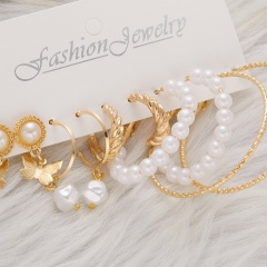 5 Pairs Gold Earrings Set Gold