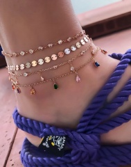 Inlay Crystal Gold Anklets 4PCS/Set