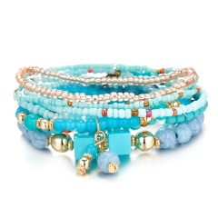 Green Gemstone Beads Elastic Bracelets 8PCS/Set