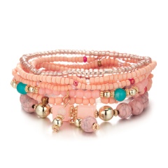 Yellow Gemstone Beads Elastic Bracelets 8PCS/Set