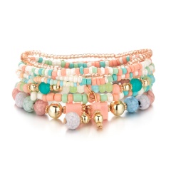 Colorful Gemstone Beads Elastic Bracelets 8PCS/Set