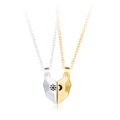 Moon Sun Couples Magnetic Necklace 45CM Silver+Gold