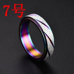 Colorful Frosted Stainless Steel Rings #7
