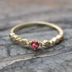 Inlaid Rinestone With Heart Red CZ Rose Gold Rings #7