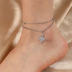 Fashion Silver Chain Anklet Butterfly