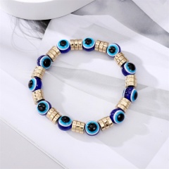 Evil Eye Beads With Spacer Beads Handmake Elastic Bracelet Blue