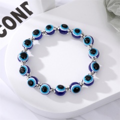 Blue Evil Eye Beads Elastic Bracelet Blue