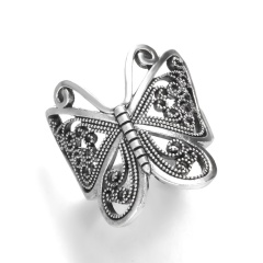 Retro Silver Butterfly Rings Butterfly