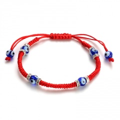 Color Rope Knit Space Evil Eye Beads Adjustalbe Bracelet Red