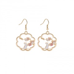 Chinese Style Plum Blossom Earrings Gold