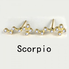 12 constellations Inlaid Rhinestone Gold Earrings Scorpio