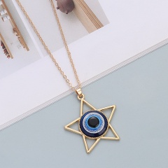 Blue Evil Eye Gold Chain Necklace 50+7cm Star
