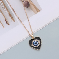Blue Evil Eye Gold Necklace 50+7cm Heart