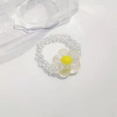 Transparent Beads Flower Rings Yellow